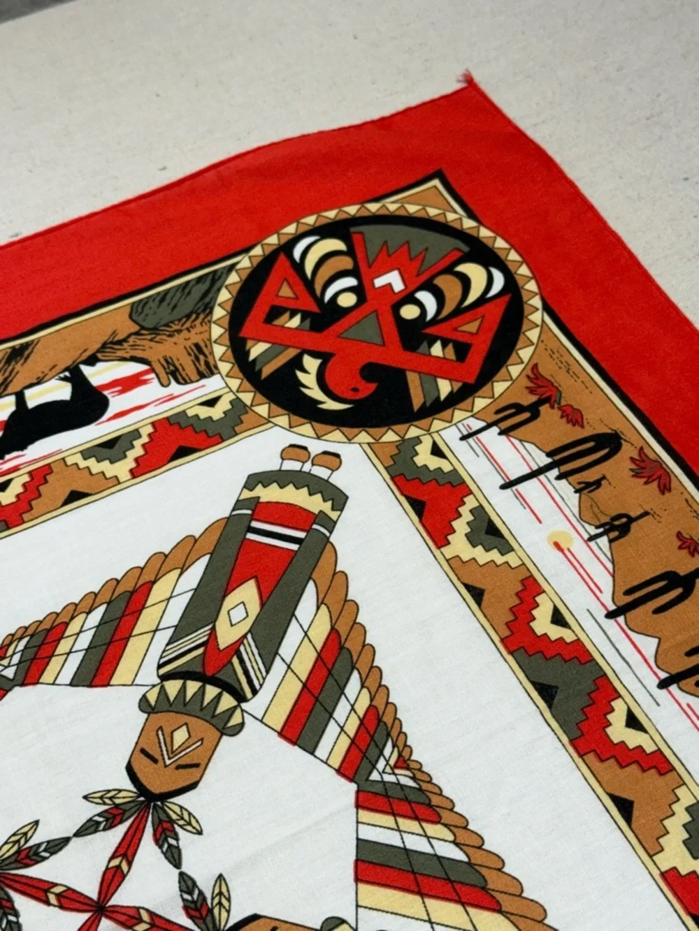 Southwestern Print Bandana Scarf - Red, Black, Tan
